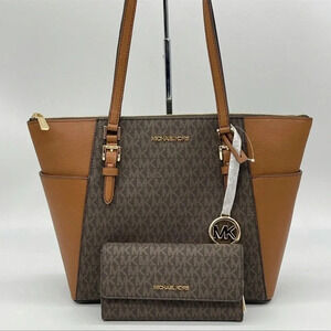 Michael Kors Large Charlotte Tote Bag & Trifold Wallet | BUNDLE DEAL